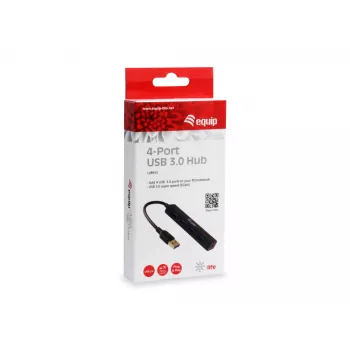 Equip 128953 USB-keskitin, USB 3.2 Gen 1 (3.1 Gen 1) Type-A, 5000 Mbit/s, musta
