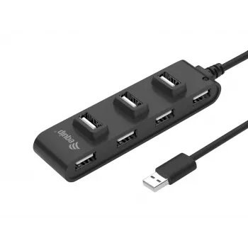 Equip 7-porttinen USB 2.0 -keskitin, USB 2.0, USB 2.0, 480 Mbit/s, musta, Kiina, CE, RoHS