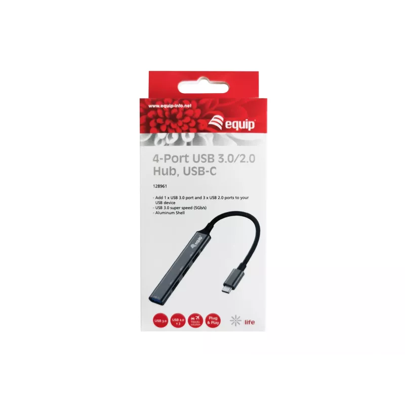 Equip 4-porttinen USB 3.0/2.0 -USB-keskitin, USB-C