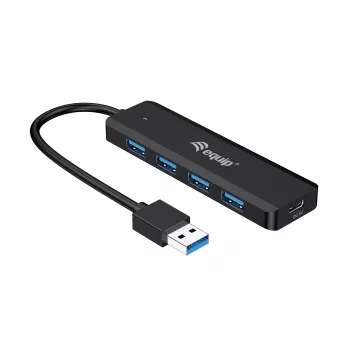 Equip 4-porttinen USB 3.2 Gen 1 -keskitin USB-C-sovittimella, musta, 5000 Mbit/s
