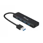 Equip 4-porttinen USB 3.2 Gen 1 -keskitin USB-C-sovittimella, musta, 5000 Mbit/s