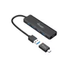 Equip 4-porttinen USB 3.2 Gen 1 -keskitin USB-C-sovittimella, musta, 5000 Mbit/s