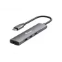 Equip 128963 USB-C 4-porttinen USB 3.2 Gen 1 (3.1 Gen 1) -keskitin, 4x USB-C, 5 Gbit/s, alumiini, ilman verkkolaitetta, musta/hopea