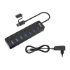 Equip 7-porttinen USB 3.2 Gen 1 -USB-keskitin verkkolaitteella