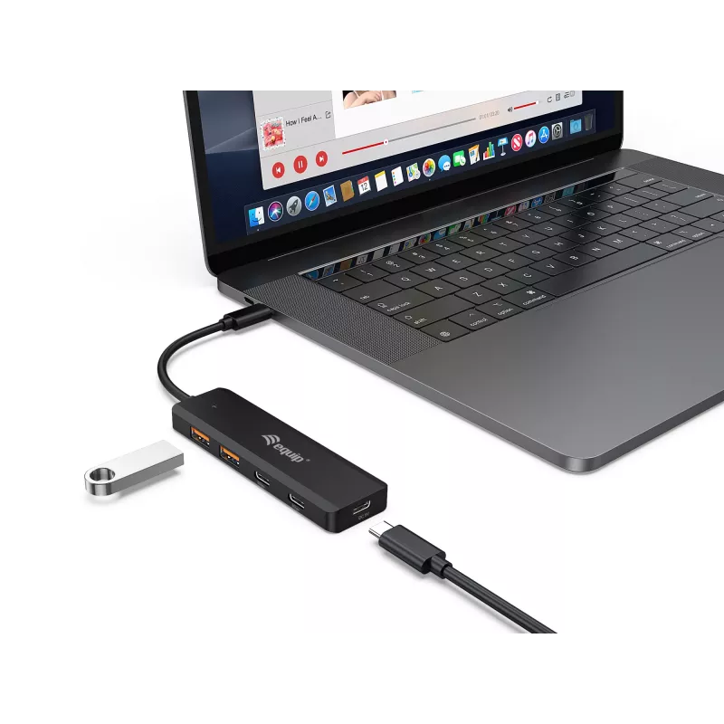 Equip USB-C 4-porttinen USB 3.2 Gen 2 (10 Gbit/s) -keskitin, USB-C x 2, USB-A x 2