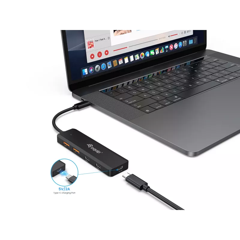 Equip USB-C 4-porttinen USB 3.2 Gen 2 (10 Gbit/s) -keskitin, USB-C x 2, USB-A x 2