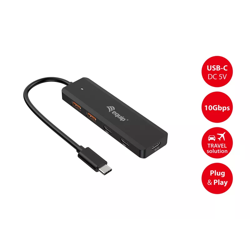 Equip USB-C 4-porttinen USB 3.2 Gen 2 (10 Gbit/s) -keskitin, USB-C x 2, USB-A x 2