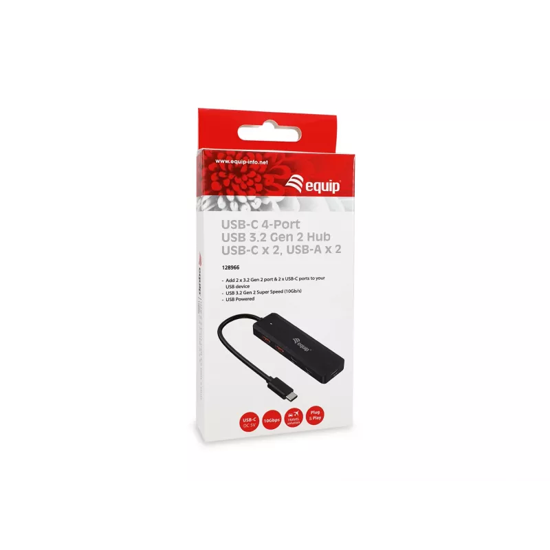 Equip USB-C 4-porttinen USB 3.2 Gen 2 (10 Gbit/s) -keskitin, USB-C x 2, USB-A x 2