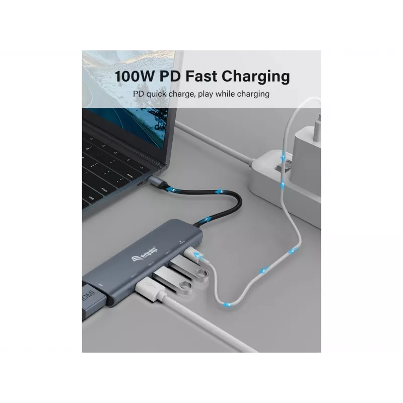Equip USB-C 5-in-1 -moniadapteri, HDMI, USB 3.2 GEN1, 100W USB PD
