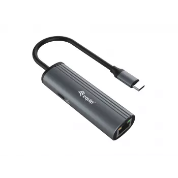 Equip USB-C - RJ45 gigabitin verkko + PD-adapteri USB Type-C 100W
