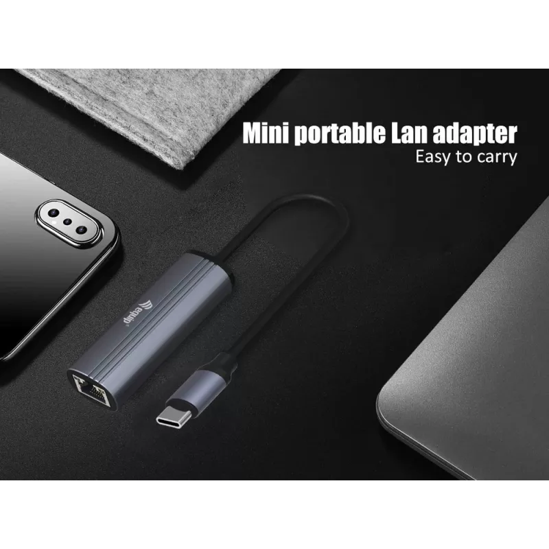 Equip USB-C - RJ45 gigabitin verkko + PD-adapteri USB Type-C 100W