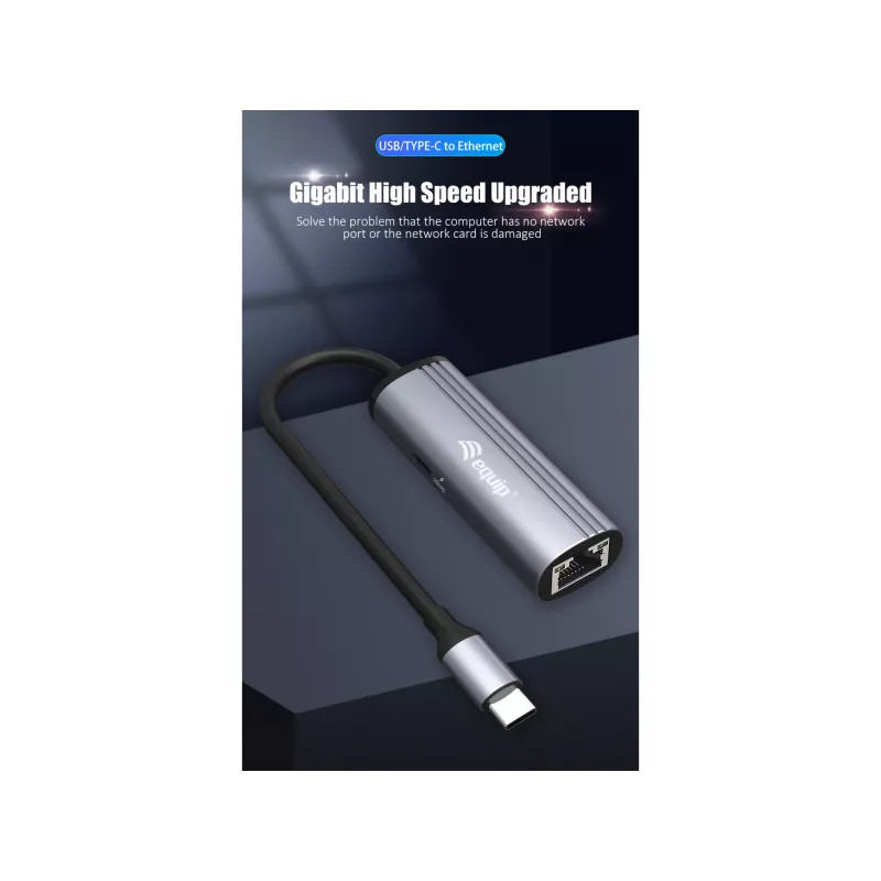 Equip USB-C - RJ45 gigabitin verkko + PD-adapteri USB Type-C 100W