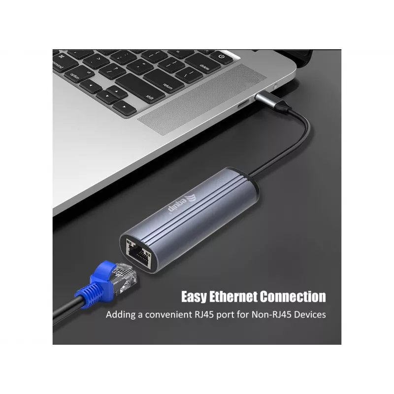 Equip USB-C - RJ45 gigabitin verkko + PD-adapteri USB Type-C 100W