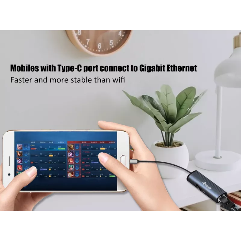 Equip USB-C - RJ45 gigabitin verkko + PD-adapteri USB Type-C 100W