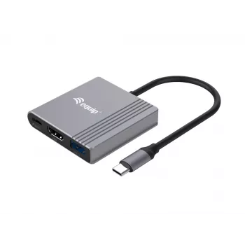 Equip 3-in-1 USB-C -HDMI/USB-A/USB PD -sovitin, 3.2 Gen 1 (3.1 Gen 1), USB Type-C, HDMI-lähtö, 3840 x 2160 pikseliä