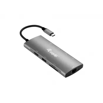 Equip USB-C 9-in-1-monitoimiadapteri, HDMI 4K/60Hz, Gigabit-LAN, USB 3.2 GEN1, SD/TF, 100W USB PD