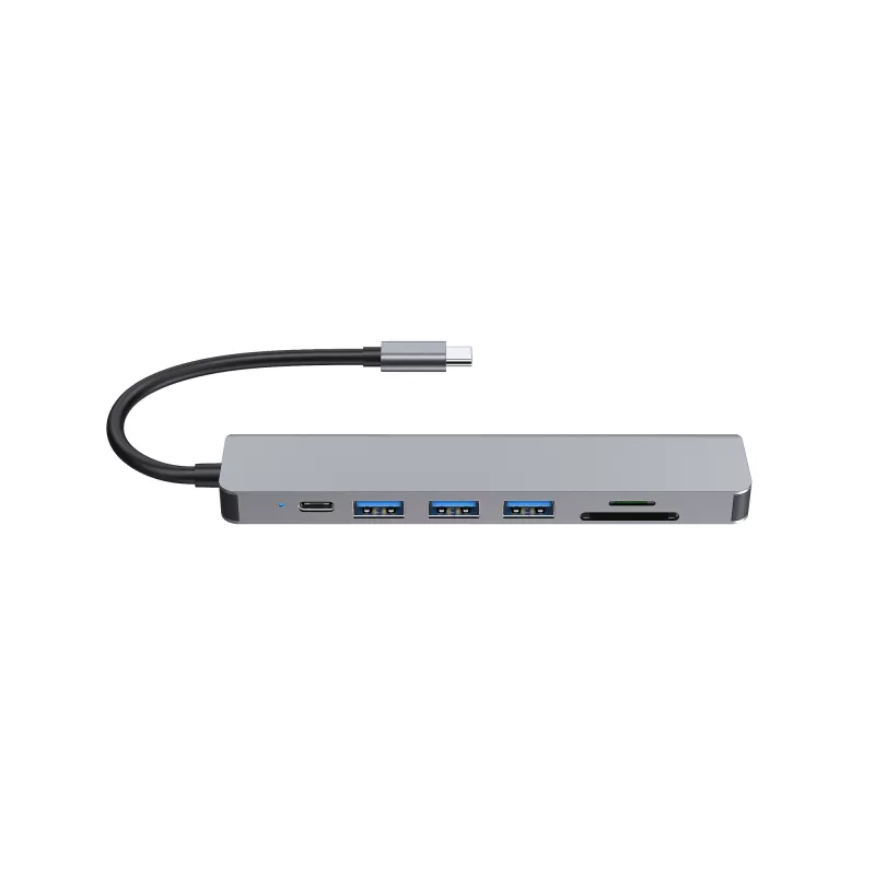 Equip USB-C 7-in-1-monitoimiadapteri, HDMI 4K/60Hz, USB 3.2 Gen1 x3, TF/Micro SD, 100W USB PD