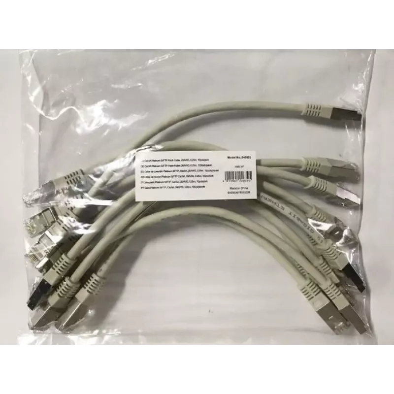 Equip Cat.6A Platinum S/FTP -verkkokaapeli, harmaa, 0,25 m, 10 kpl/pakkaus