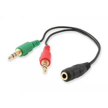 Equip äänenjakokaapeli, musta, 3,5 mm, 2 x 3,5 mm, naaras, uros, polyvinyylikloridi (PVC)