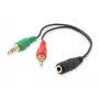 Equip äänenjakokaapeli, musta, 3,5 mm, 2 x 3,5 mm, naaras, uros, polyvinyylikloridi (PVC)