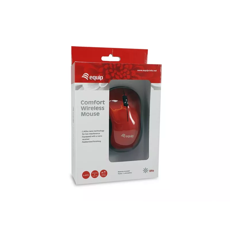 Langaton hiiri Equip Comfort punainen RF langaton