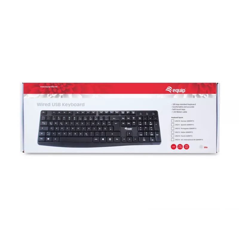 Equip 245213 näppäimistö toimisto USB QWERTY italia musta