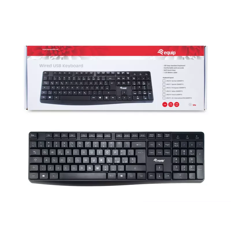 Equip 245213 näppäimistö toimisto USB QWERTY italia musta