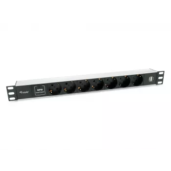 Equip 333315 virranjakoyksikkö (PDU) 7 AC-lähtöä 1U musta, hopea