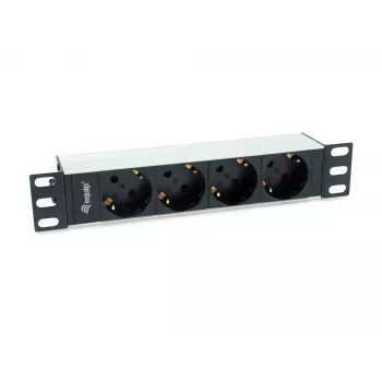 Equip 333311 virranjakoyksikkö (PDU) 4 AC-lähtöä 1U musta, hopea