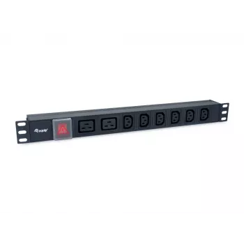 Equip 8-osainen pistorasialista, 6 x IEC-C13 + 2 x IEC-C19, virtakytkin, alumiinikotelo