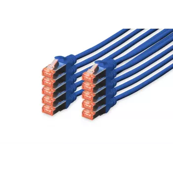 DIGITUS verkkokaapeli - CAT6 - S/FTP - Snagless - Cu - 5 m - sininen - 10 kpl:n pakkaus