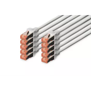 DIGITUS verkkokaapeli - CAT6 - S/FTP - Snagless - 50 cm - harmaa - 10 kpl:n pakkaus