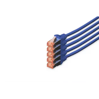DIGITUS CAT6 S/FTP -kytkentäkaapeli, 10 m, harmaa, 5 kpl:n pakkaus