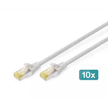 DIGITUS CAT6A S/FTP -kytkentäkaapeli, 1 m, harmaa, 10 kpl:n pakkaus