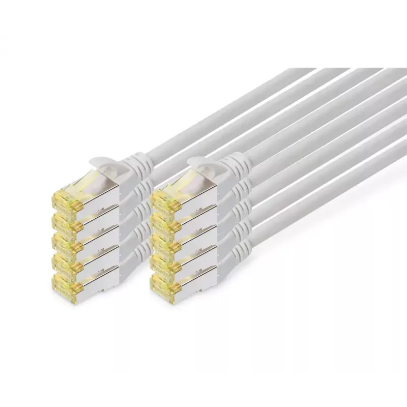DIGITUS CAT6A S/FTP -verkkokaapeli, 2 m, harmaa, 10 kpl:n pakkaus
