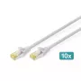 DIGITUS CAT6A S/FTP -verkkokaapeli, 2 m, harmaa, 10 kpl:n pakkaus