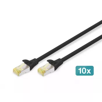 DIGITUS verkkopatchkaapeli - CAT6a - S/FTP - Snagless - 3 m - musta - 10 kpl:n pakkaus