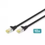 DIGITUS verkkopatchkaapeli - CAT6a - S/FTP - Snagless - 3 m - musta - 10 kpl:n pakkaus