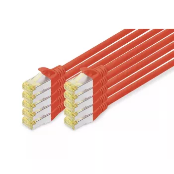DIGITUS verkkopatchkaapeli - CAT6a - S/FTP - Snagless - 3 m - punainen - 10 kpl:n pakkaus