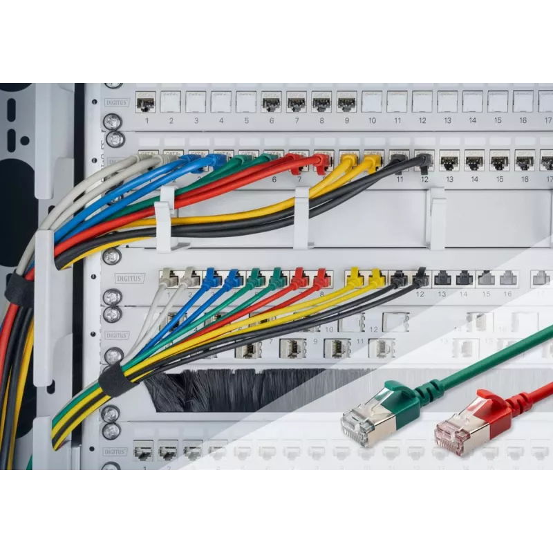 DIGITUS ohut verkkopatchkaapeli - CAT6A - F-FTP - 30 cm - punainen