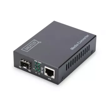 DIGITUS mediakonvertteri, SFP 10/100/1000Base-T - SFP Open Slot, sis. verkkolaitteen Ilman SFP-moduulia