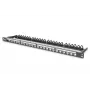 DIGITUS modulaarinen patchpanel, suojattu 24-porttinen, merkintäkenttä, 0,5HE, rack-asennus, väri musta RAL 9005