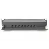 DIGITUS patchpanel CAT6A suojattu, 8-porttinen 1U, 10 tuuman rack-asennus, musta RAL 9005