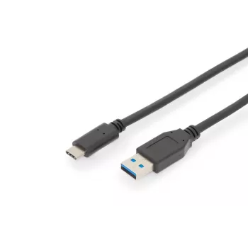 DIGITUS ASSMANN USB Type-C -liitäntäkaapeli, Type-C–A M/M, 1 m täysin varustettu, Gen2, 3A, 10GB, versio 3.1, CE, musta