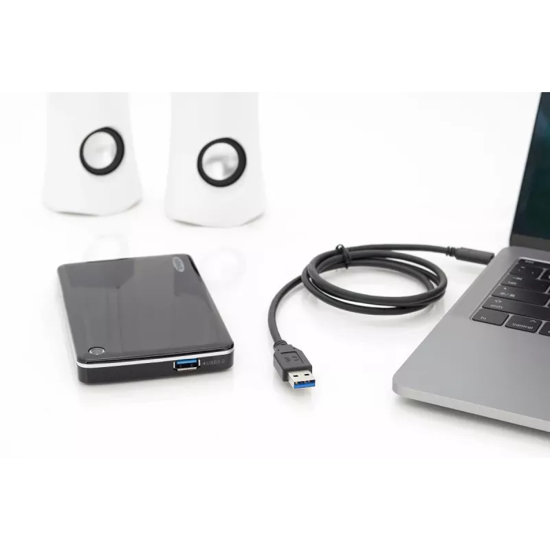 DIGITUS ASSMANN USB Type-C -liitäntäkaapeli, Type-C–A M/M, 1 m täysin varustettu, Gen2, 3A, 10GB, versio 3.1, CE, musta