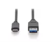 DIGITUS ASSMANN USB Type-C -liitäntäkaapeli, Type-C–A M/M, 1 m täysin varustettu, Gen2, 3A, 10GB, versio 3.1, CE, musta