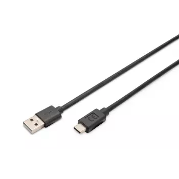 DIGITUS ASSMANN USB Type-C -liitäntäkaapeli, Type-C–A uros/uros, 3 m, 3A, 480 MB/s, versio 2.0, musta