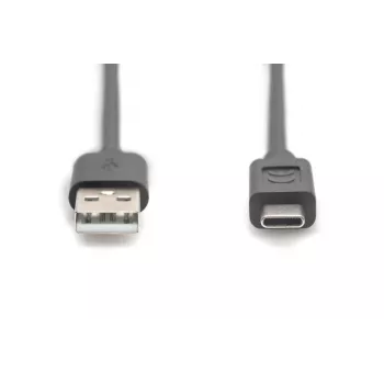 DIGITUS ASSMANN USB Type-C -liitäntäkaapeli, Type-C–A uros/uros, 3 m, 3A, 480 MB/s, versio 2.0, musta
