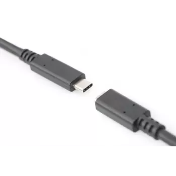 DIGITUS AK-300210-020-S USB-C jatkojohto, USB 2.0, USB-C uros/naaras, 3 A, 2 m, musta