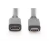 DIGITUS AK-300210-020-S USB-C jatkojohto, USB 2.0, USB-C uros/naaras, 3 A, 2 m, musta